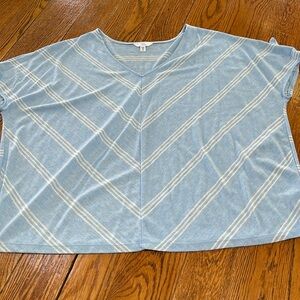 Time and Tru brand light blue striped top. V-neck, shirt sleeves. Size XXXL (22)